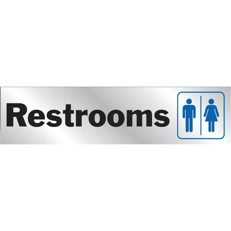Hy-Ko Brushed Aluminum Restroom Sign — Sleek, Commercial-Grade Identification Plate 1