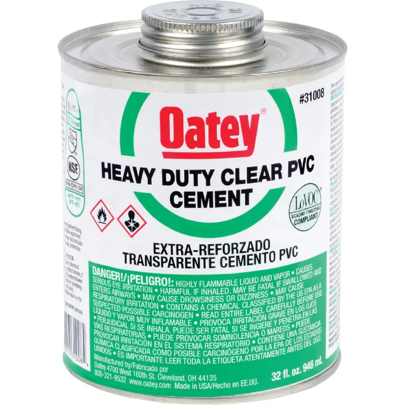 Oatey Heavy-Duty Pvc Cement – 32-Ounce Clear Solvent Cement For Pvc Pipes 1