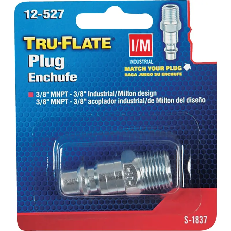 Tru-Flate / Milton 3/8" Mnpt Industrial Steel Air Plug 1