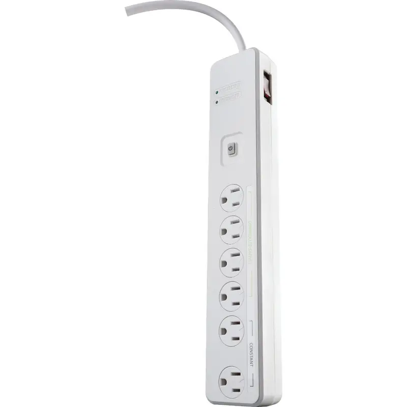 Woods 6-Outlet Surge Protector Strip With Remote Control And 5-Foot Cord (White) 1