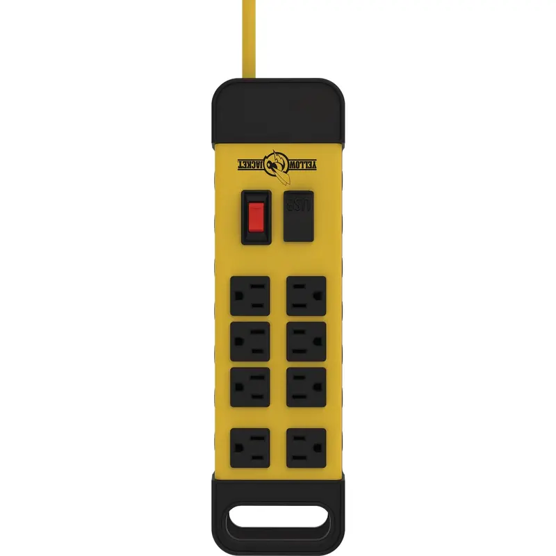 Yellow Jacket 8-Outlet Power Block – Yellow Metal Housing With 6-Foot Cord 1